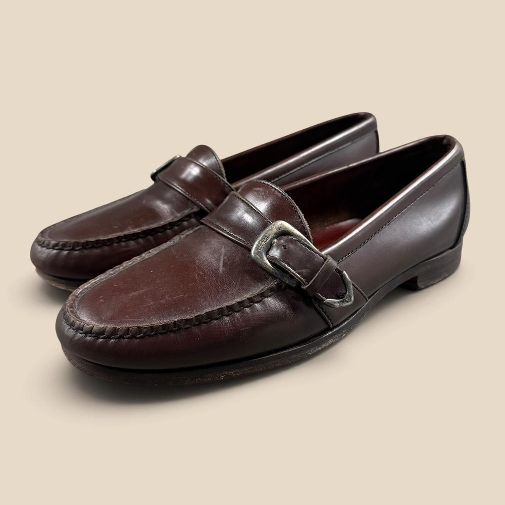 Vintage Polo Ralph Lauren Men Leather Buckle Loafer Shoes 9.5 D Minor Wear